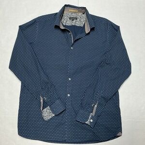Ted Baker Men's Button Down Shirt 5 Navy Blue Long Sleeve "No Ordinary Shirt!"